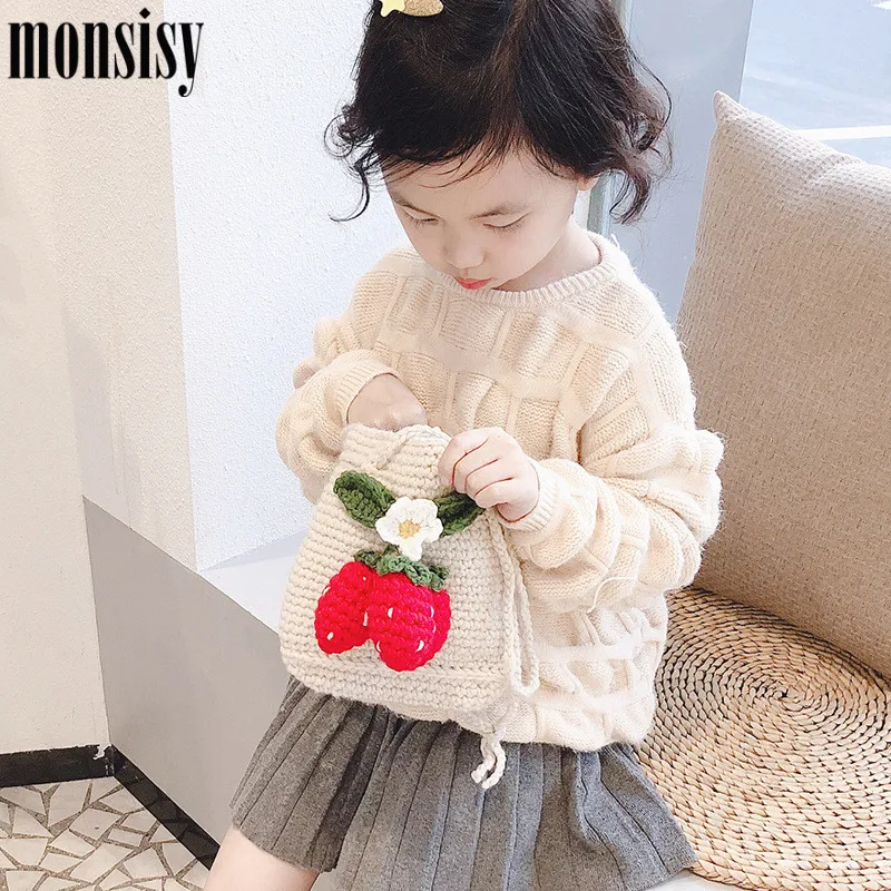 Новинка зимние тканые сумки Monsisy для девочек сумочка Женский кошелек шерстяная