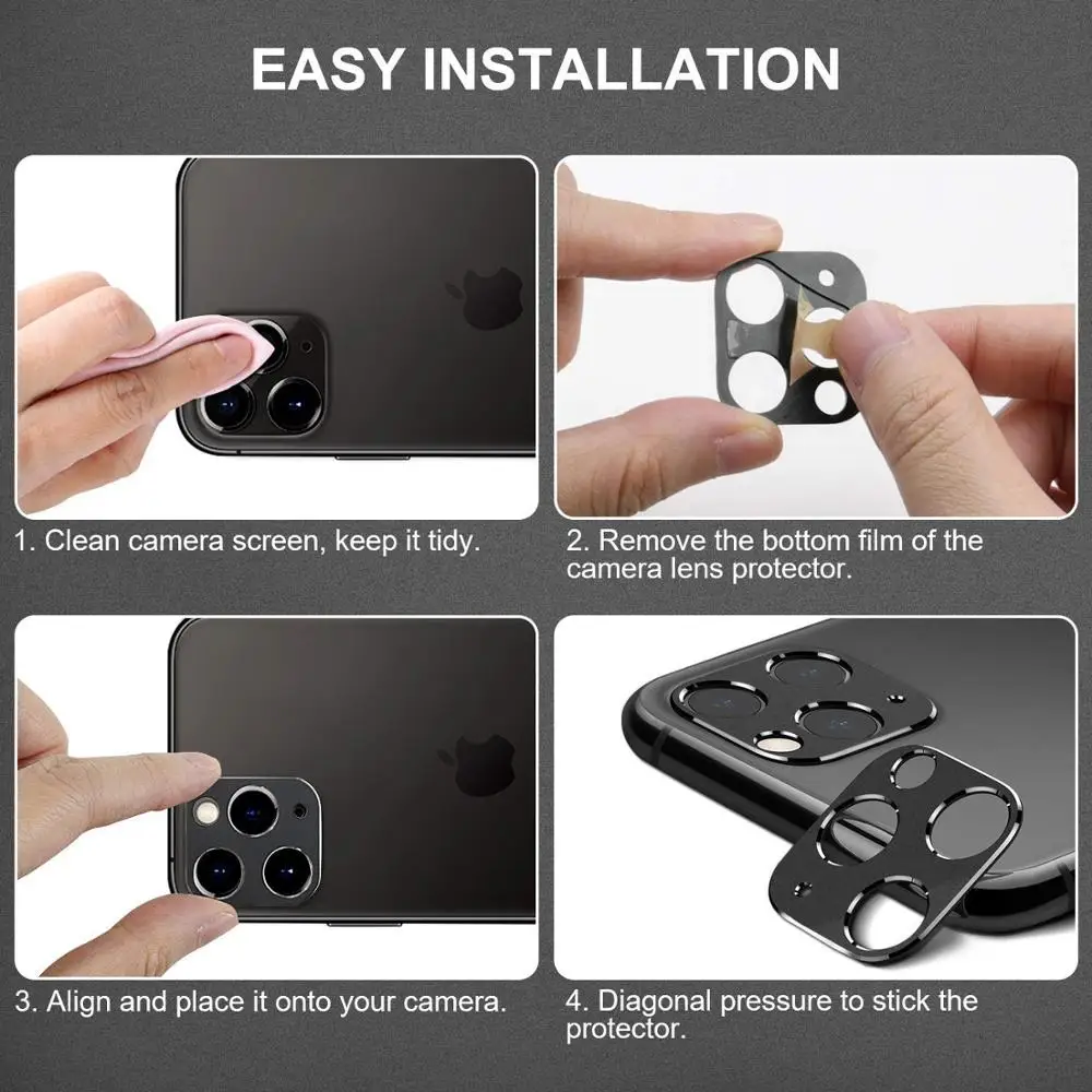 For iPhone 11 Pro Max Back Camera Protector Case On 2019 11Pro Metal Rear Lens Protective Ring Cover |