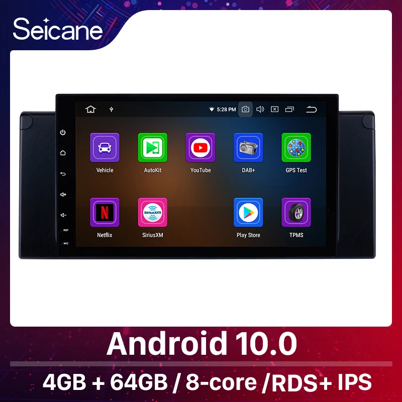 Seicane 9 &quotAndroid 10 0 8 ядерный IPS автомобиля GPS Navi Радио Блок для 1996 2003 BMW 5 серия E39 520i 523i