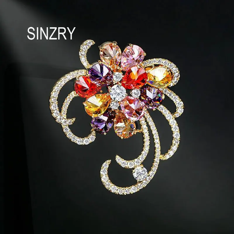 SINZRY горячая Распродажа 2019 блестящие кубические циркониевые цветочные модные