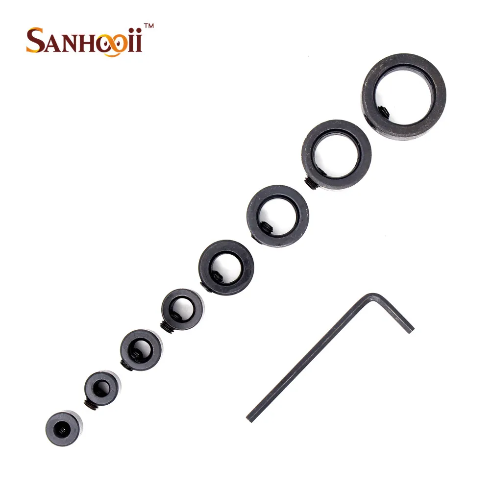 

8Pcs/Set Woodworking Drill Bit Depth Stop Collars Ring Positioner Drill Locator Tools