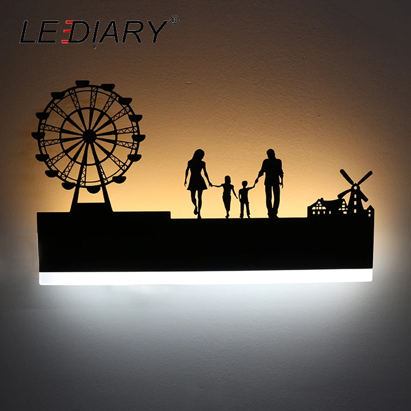 

LEDIARY Retro LED Wall Lamp Creative Painting 110-240V Modern Black Sconce Decoration For Bathroom Living Bed Room Animal