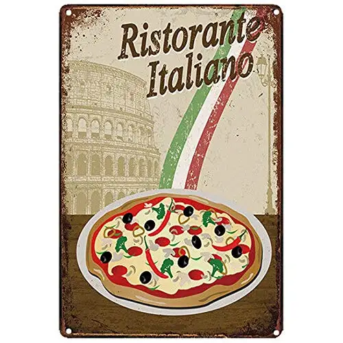 Жестяной знак Итальянский 8x12 ресторана винтажная забавная железная живопись