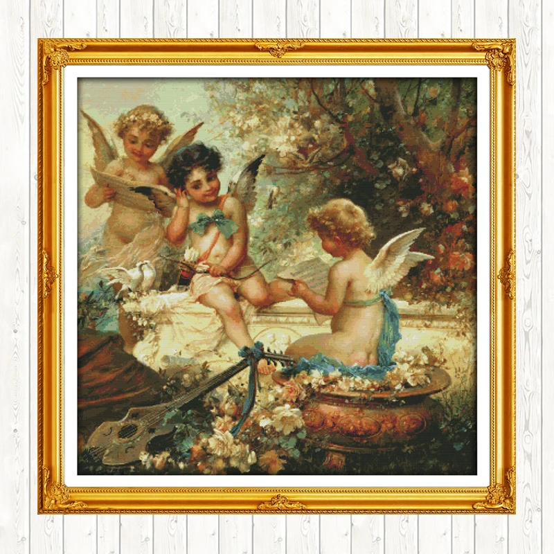 Набор для вышивки крестиком Cherubs In The Garden рукоделие ручной работы 11CT 14CT настенный