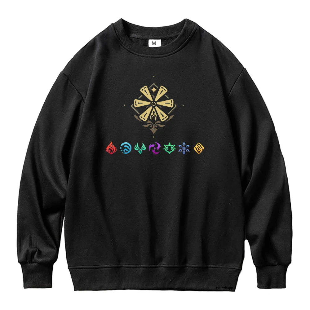 

Милые толстовки с рисунком Genshin, Женская Повседневная зимняя толстовка унисекс с круглым вырезом в стиле аниме Харадзюку