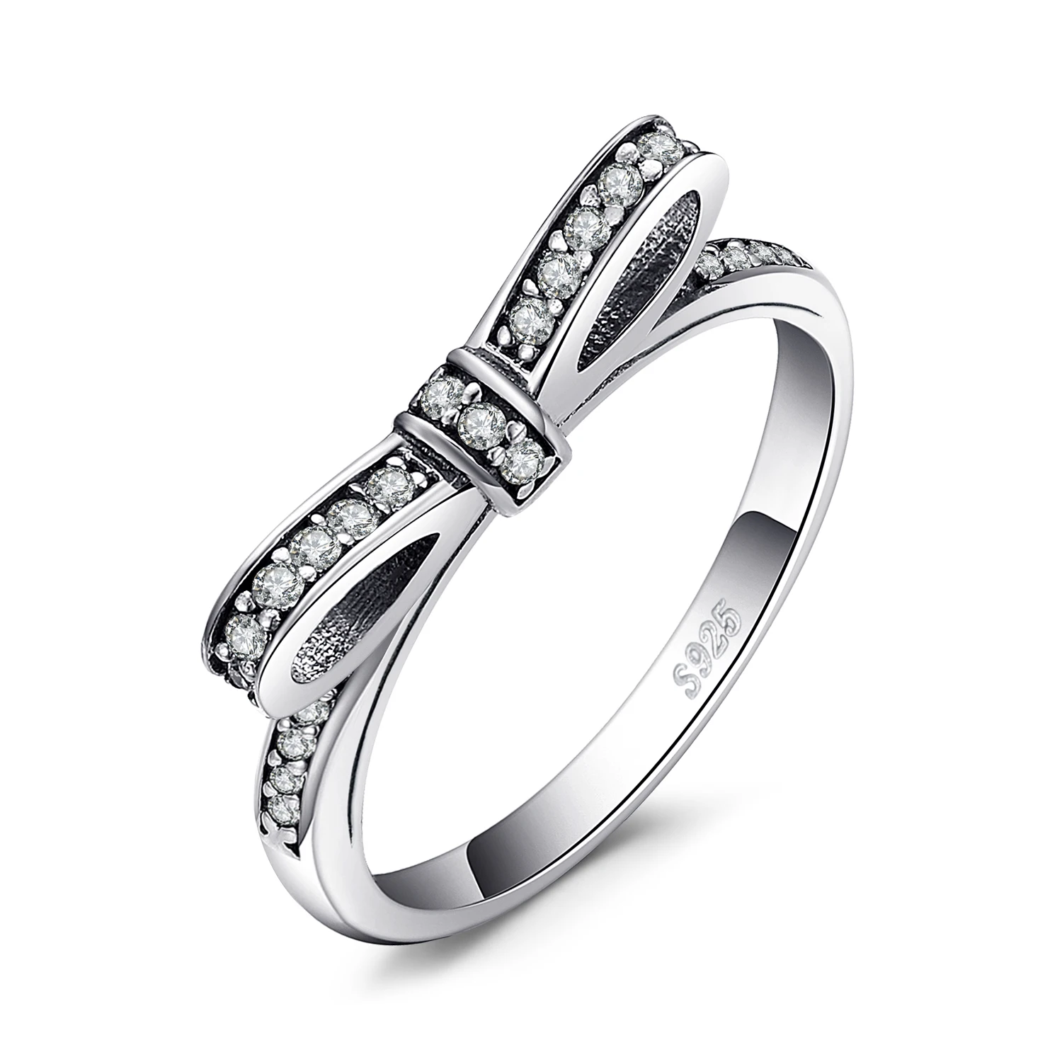 Jewelrypalace стерлингового серебра 925 Простой бантом Ясно Цирконий кольцо Юбилей