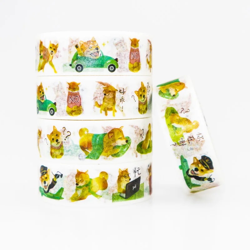 

Naughty Shiba Inu Washi Tape Set DIY Office Stationery Masking Paper Tape DIY Decorative Scrapbook Sticky Stickers 1PCS