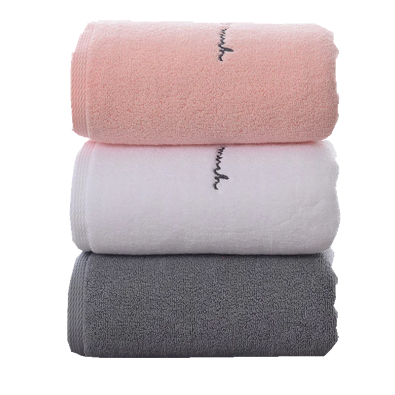 Пара полотенец с вышивкой розового и серого цвета хлопковые банные полотенца для