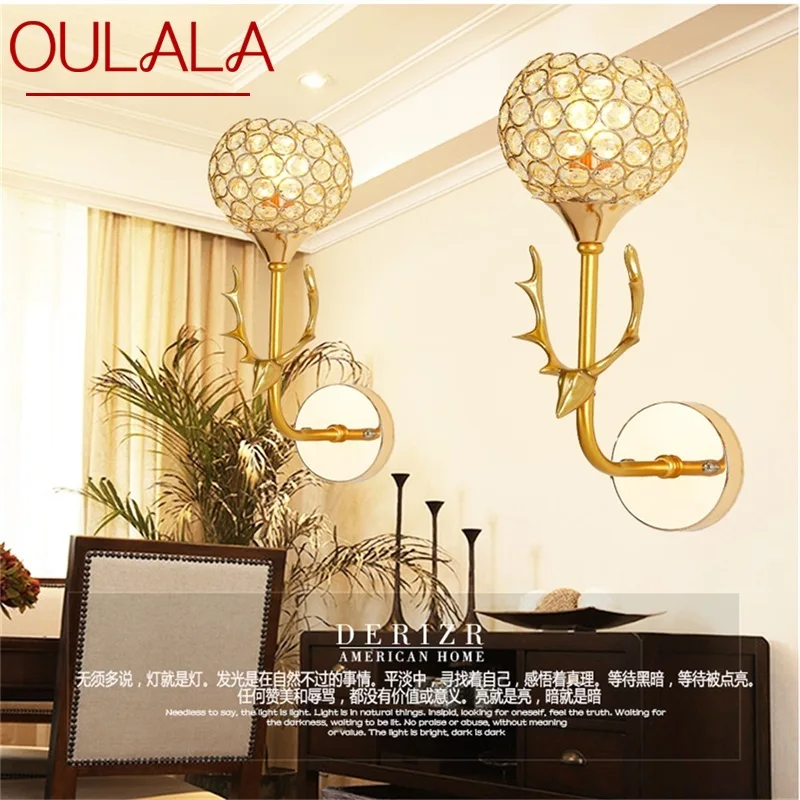 

OULALA Wall Lamps Contemporary Creative LED Gold Sconces Crystal Lights Indoor For Home Bedroom