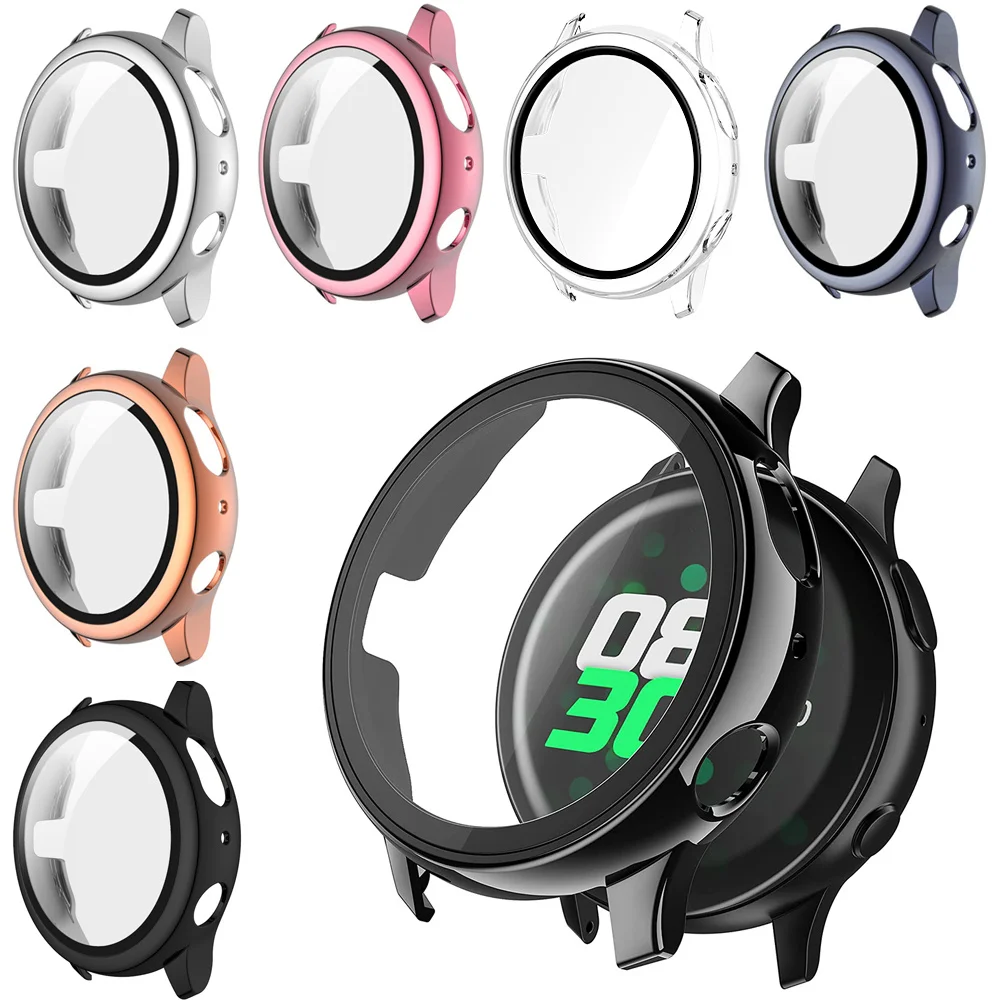 

Case+Glass Screen Protector Cover for Samsung Galaxy Watch Active 2 44mm 40mm Full Coverage Bumper Antiscratch Antiwater