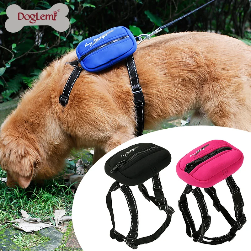 Светоотражающая нейлоновая шлейка для собак Doglemi больших в стиле H с карманом|harness