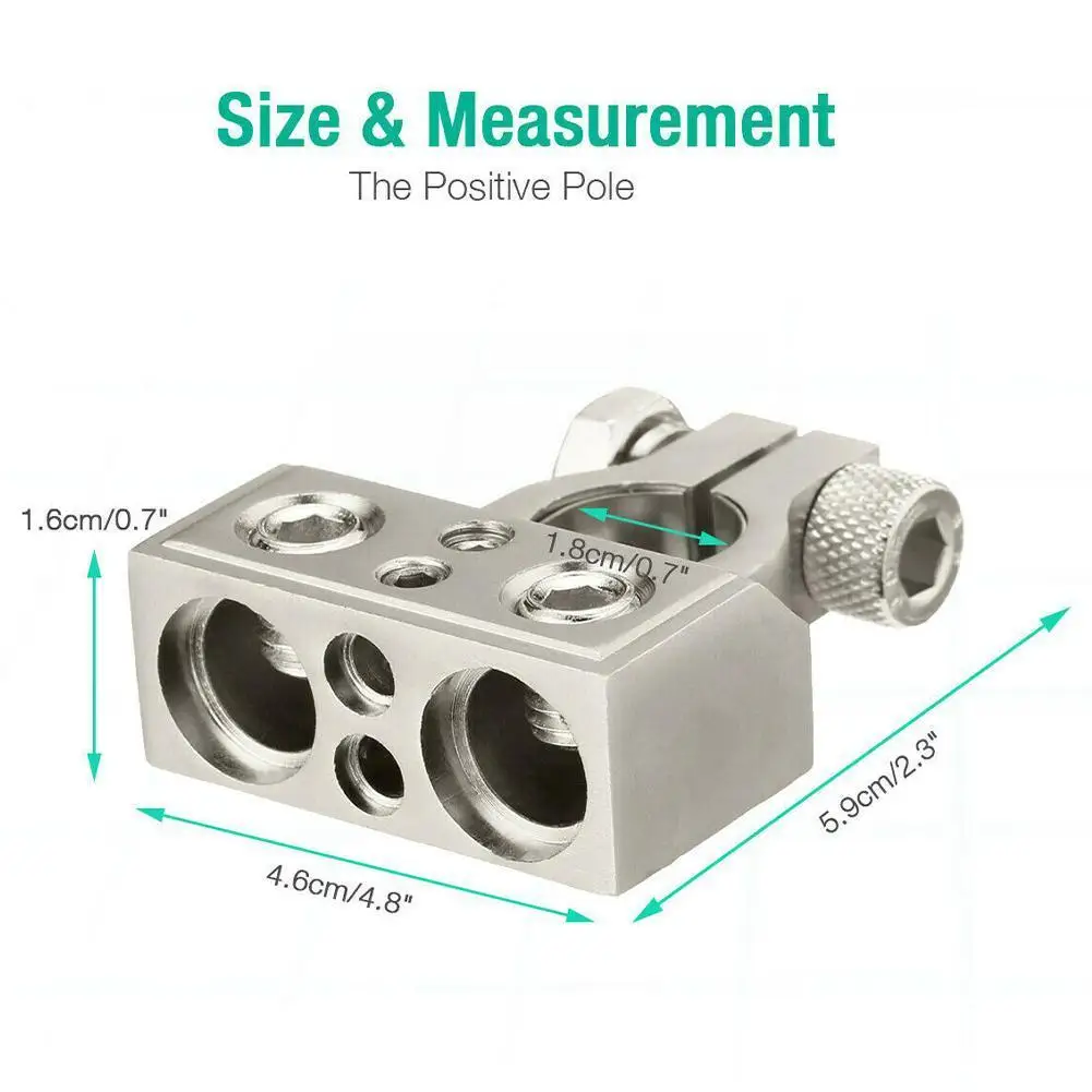 1Pcs Zinc Alloy Car Battery Terminal Connector Kit Post 2/4/8/10 Positive Connectors Negative Instrument Clamp AWG O3B9 | Автомобили и