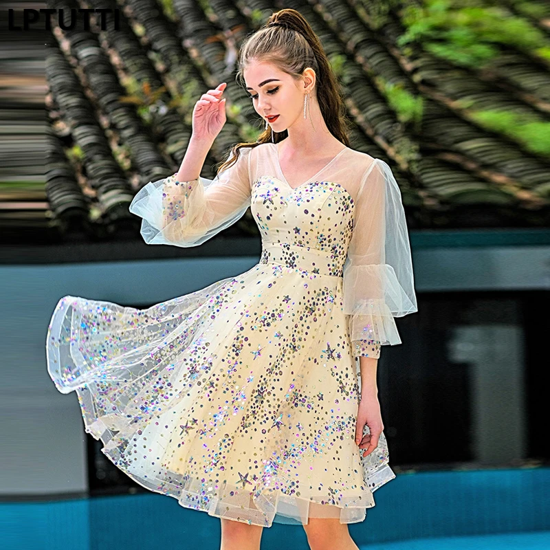 LPTUTTI Sequin Новые Сексуальные женские праздничные элегантные вечерние платья для