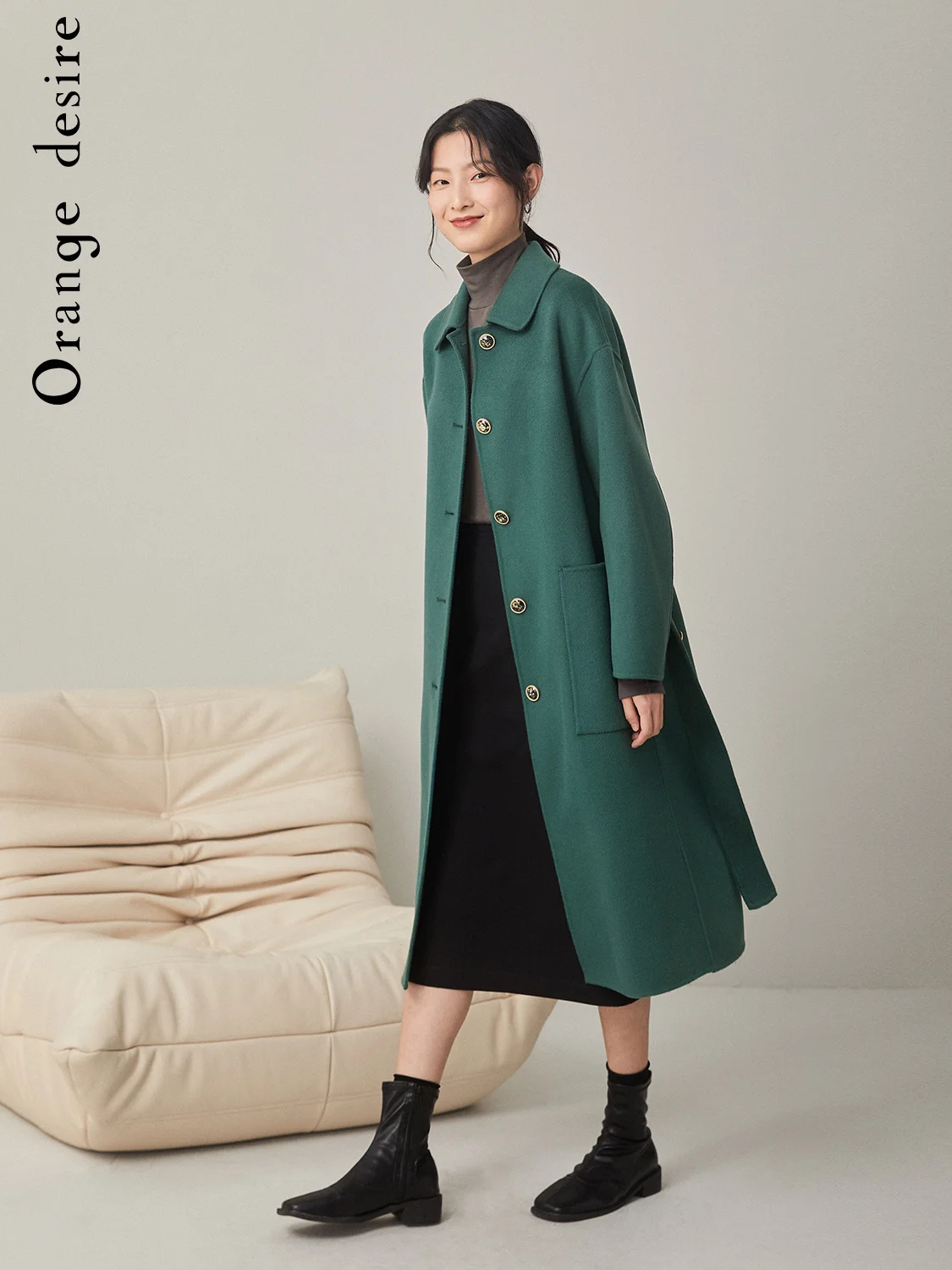 Пальто шерстяное женское однобортное осень 2021 | Женская одежда