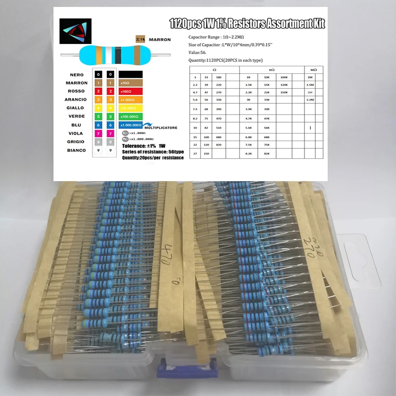 1120 шт. 1 Вт 1% 56 значений 2 M Ом стандартный набор|resistor variable|resistor 3wfilm netbook |