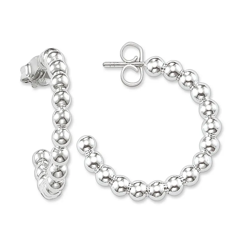 Dots Beads Earring Creole Dots Beads Hoop Earrings for Women 925 Silver Fashion Bohemia High Quality Round Ear Jewelry Accessories Gifts Wholesale - Окраска металла: Dots Beads Earring