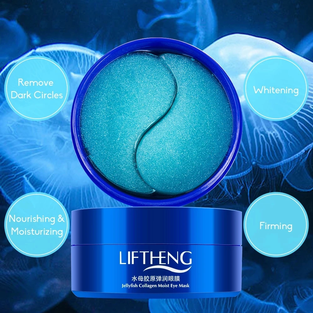 Jellyfish Collagen Elastomeric Eye Mask Moisturizing Whitening Dark Circle Anti-Puffiness eye patchs gel skincare 60pcs | Красота и