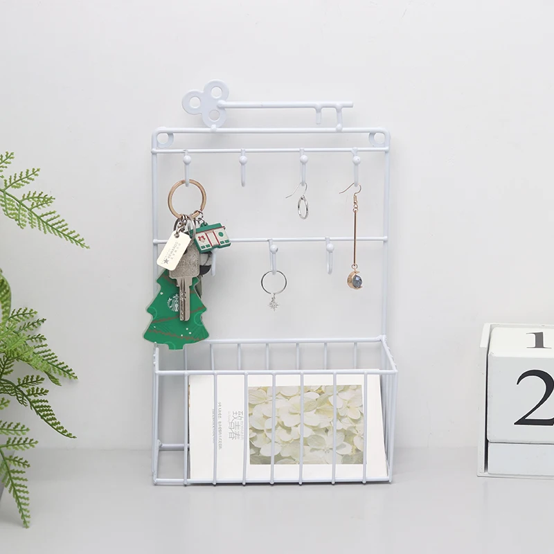 

Nordic Wall Decor Iron Frame Hanging Storage Rack Keys Hooks Home Wall Decoration Racks Hanger Shelf Wall Holders WY80404