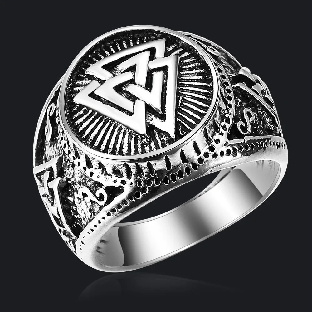 

WANGAIYAO Nordic Opera Viking Odin Logo Men's Retro Ring