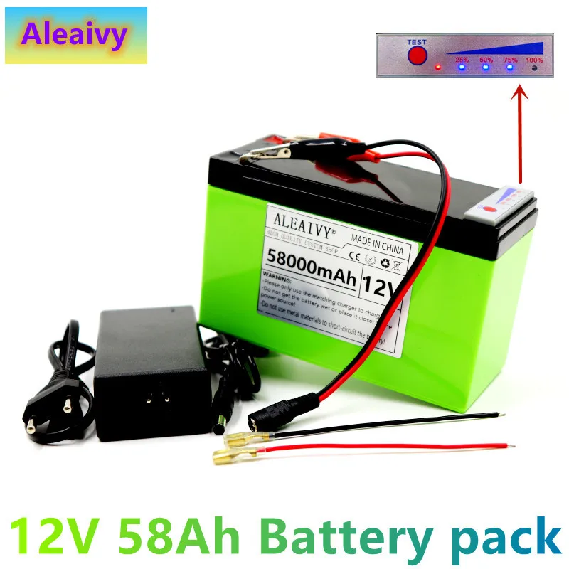 

Новый набор литиевых батарей 12 в 58 Ач 18650, подходит для солнечной энергии и отображения мощности аккумулятора электромобиля + зарядное устро...