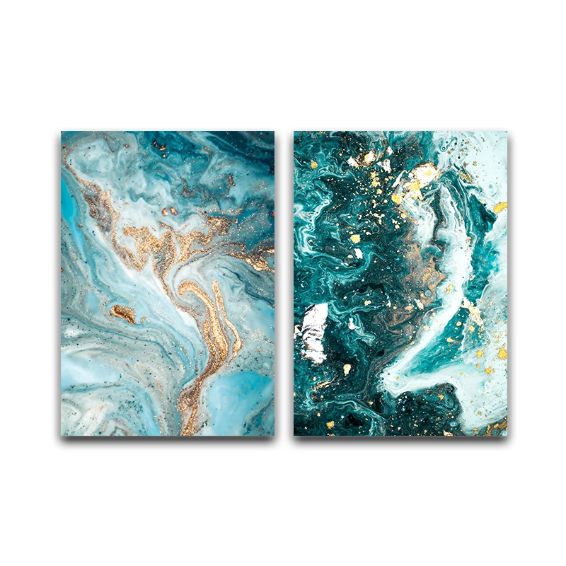 

Green Blue Ocean River Fluid Abstract Wall Art Canvas Painting Nordic Poster Wall Pictures For Living Room Decorative Unframed