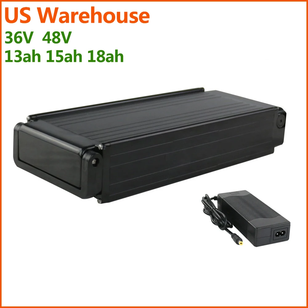 

US Warehouse Rear Rack Electric eBike Battery 36V 48V 10Ah 13Ah 15Ah 20Ah NO Rack for 1000W 750W 500W 350W 250W Bafang Motor