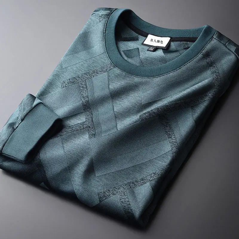 

Inner composite fabric yarn dyed round neck sweater for men