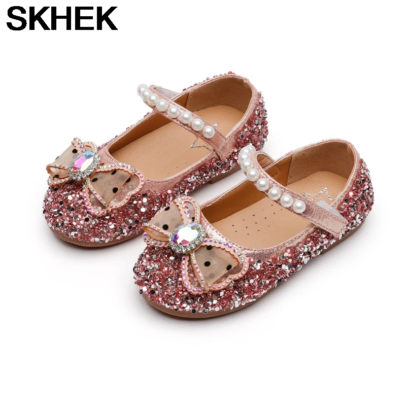 

SKHEK Autumn Girls Leather Shoes Flat Kids Girls Princess Shoes Soft Bottom Toddler Sneaker Baby Girl Shoes Pink Black