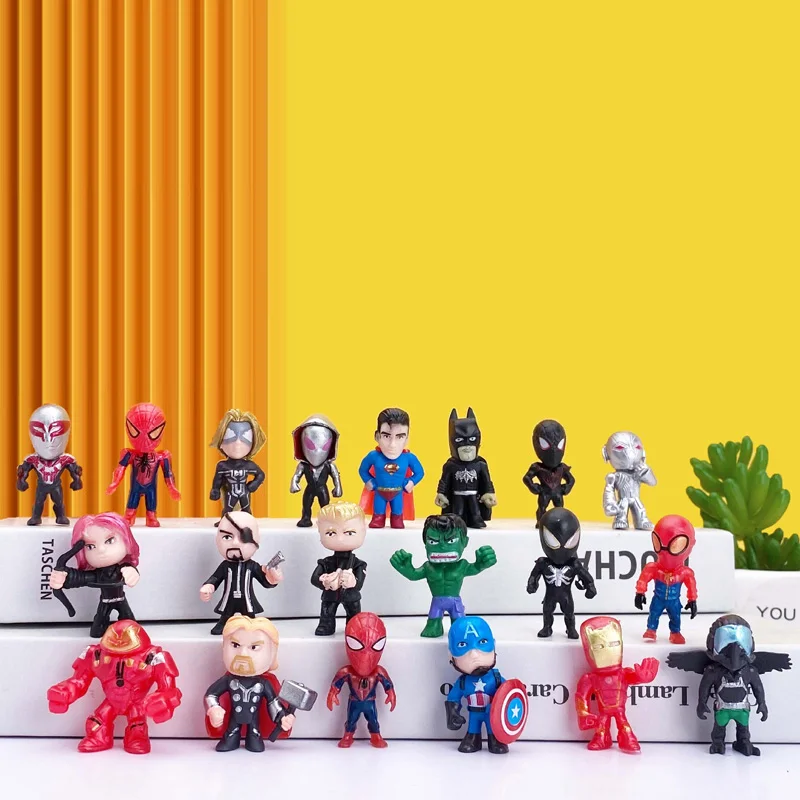

20pcs/Set Disney Avengers Superhero Iron Man Hulk Thor Captain America Spiderman Q Version Action Figure Model Toy Doll