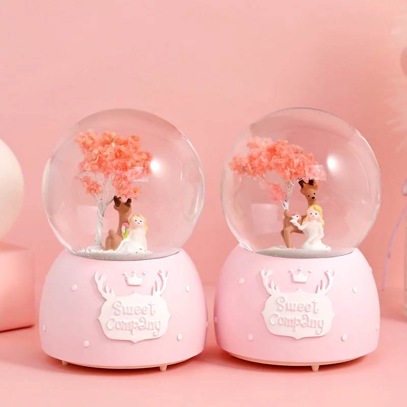 

Romantic Valentine's Day Glowing Crystal Ball Decoration Gifts for Children and Girls Day Gift Music Box Craft Gift Music Box