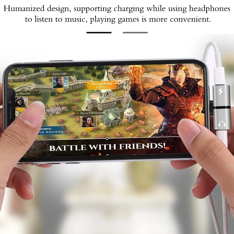 2 в 1 Разветвитель для наушников с двойным освещением адаптер зарядки IPhone 11 12 13 Pro