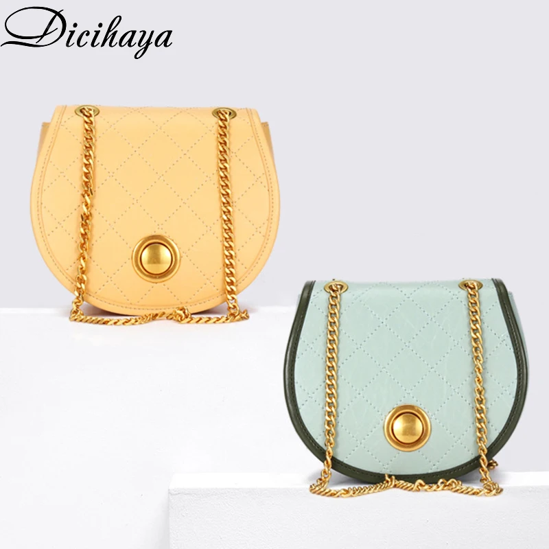 

DICIHAYA Genuine Leather Cowhide Small Bag 2020 Female Bag Fashion Chain Saddle Bag Women New Shoulder Crossbody Messenger Bags