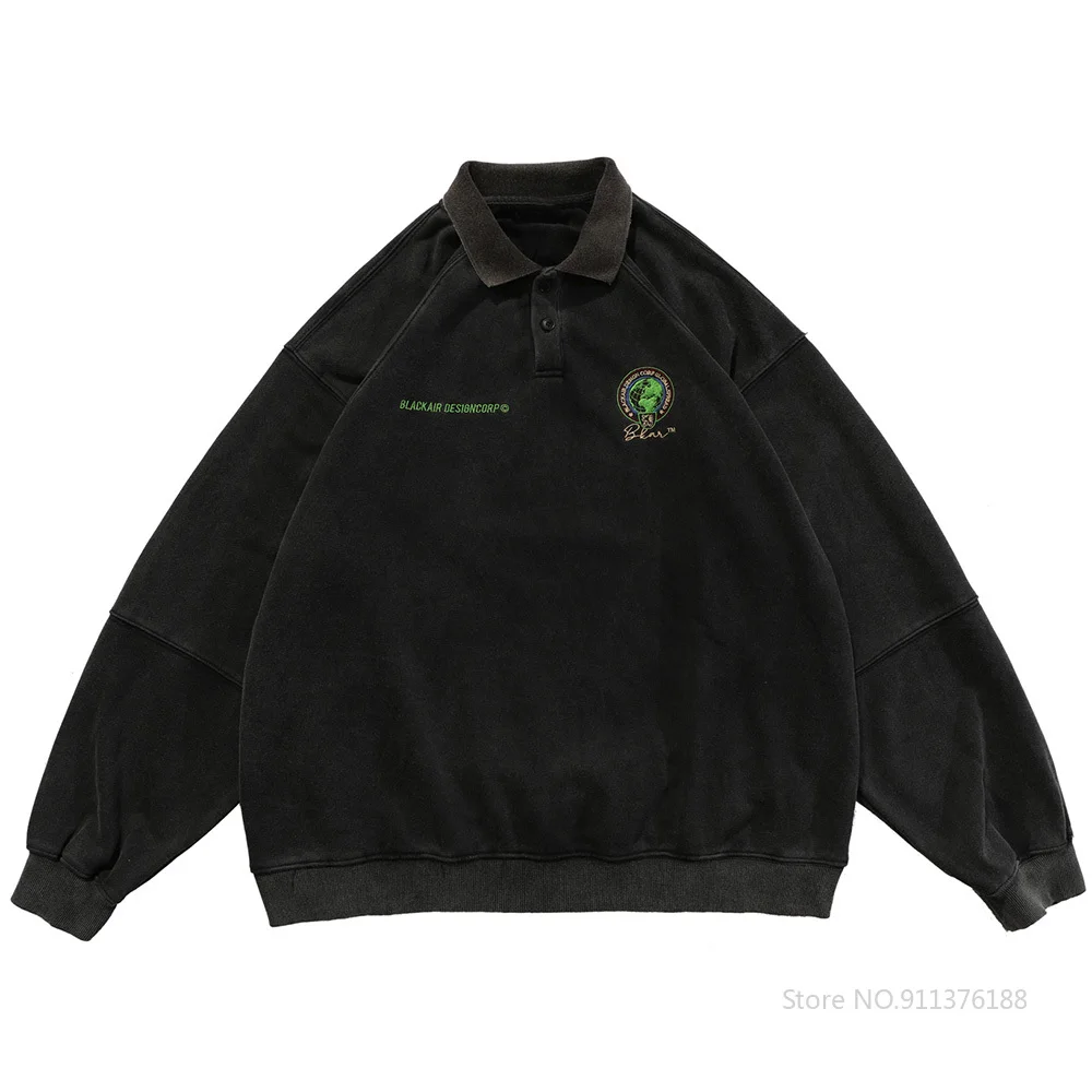 

Мужской пуловер с вышивкой и отложным воротником, в стиле Харадзюку