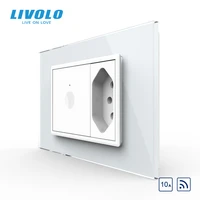 livolo us standard wall touch switch with brazlian socket plugcrystal glass plastic keypush button