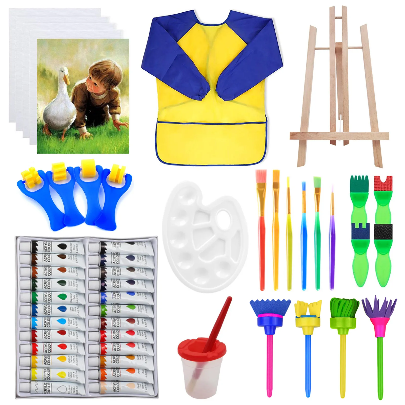 

28 шт., детский набор для рисования с фартуком