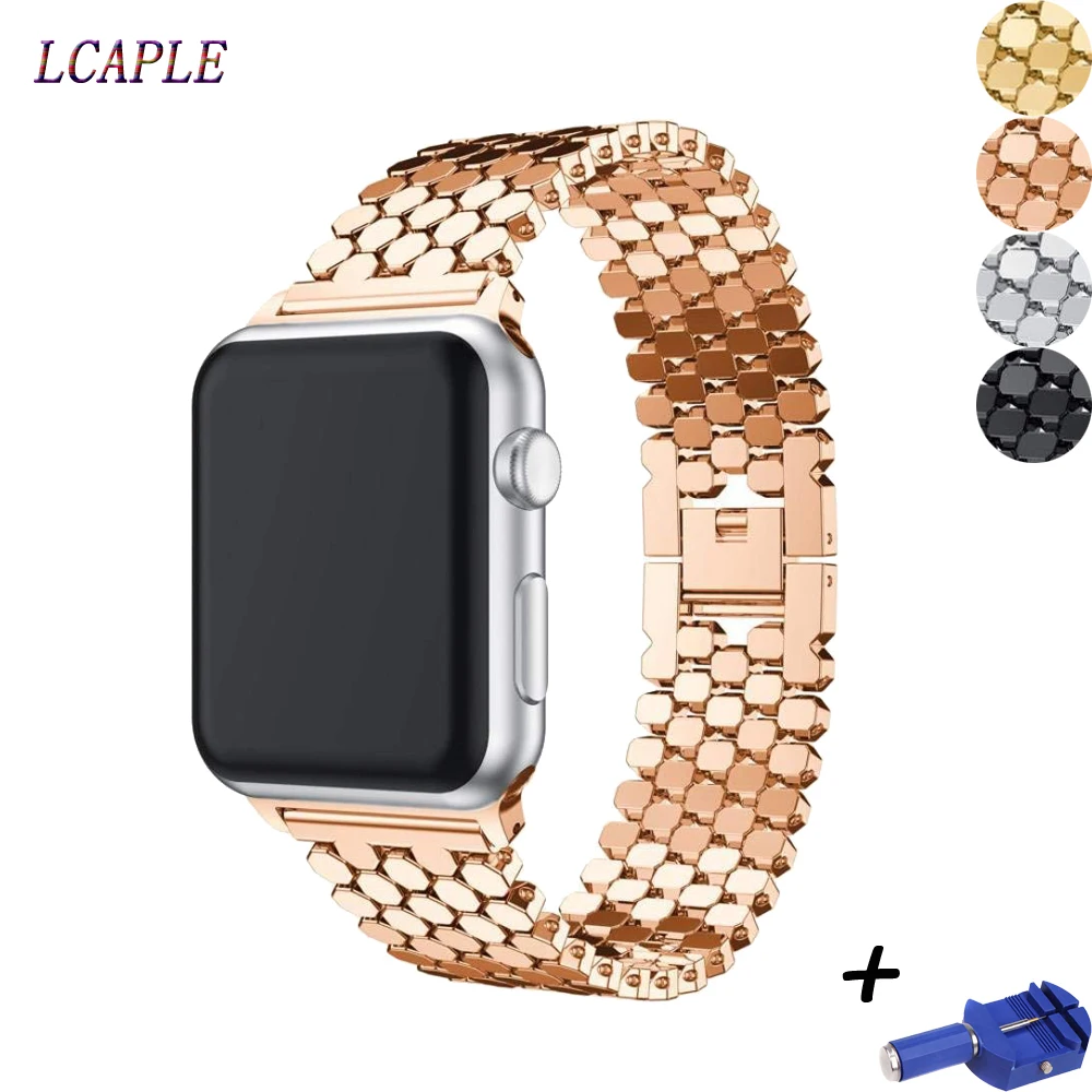 Браслет звеньевой для Apple Watch band 44 мм 40 металлический ремешок iwatch series 6 se 5 4 3 2 42 38