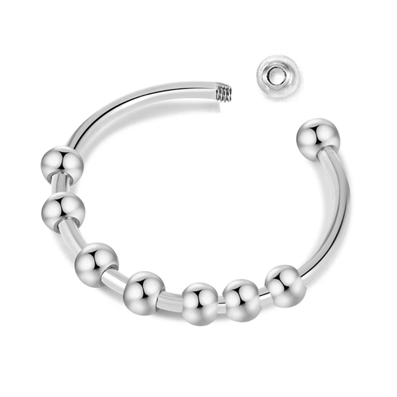 

Ladies Anxiety Ring Rattles Stainless Steel Decompression Ring Fidget Bead Ring Adjustable Opening and Stackable Ring