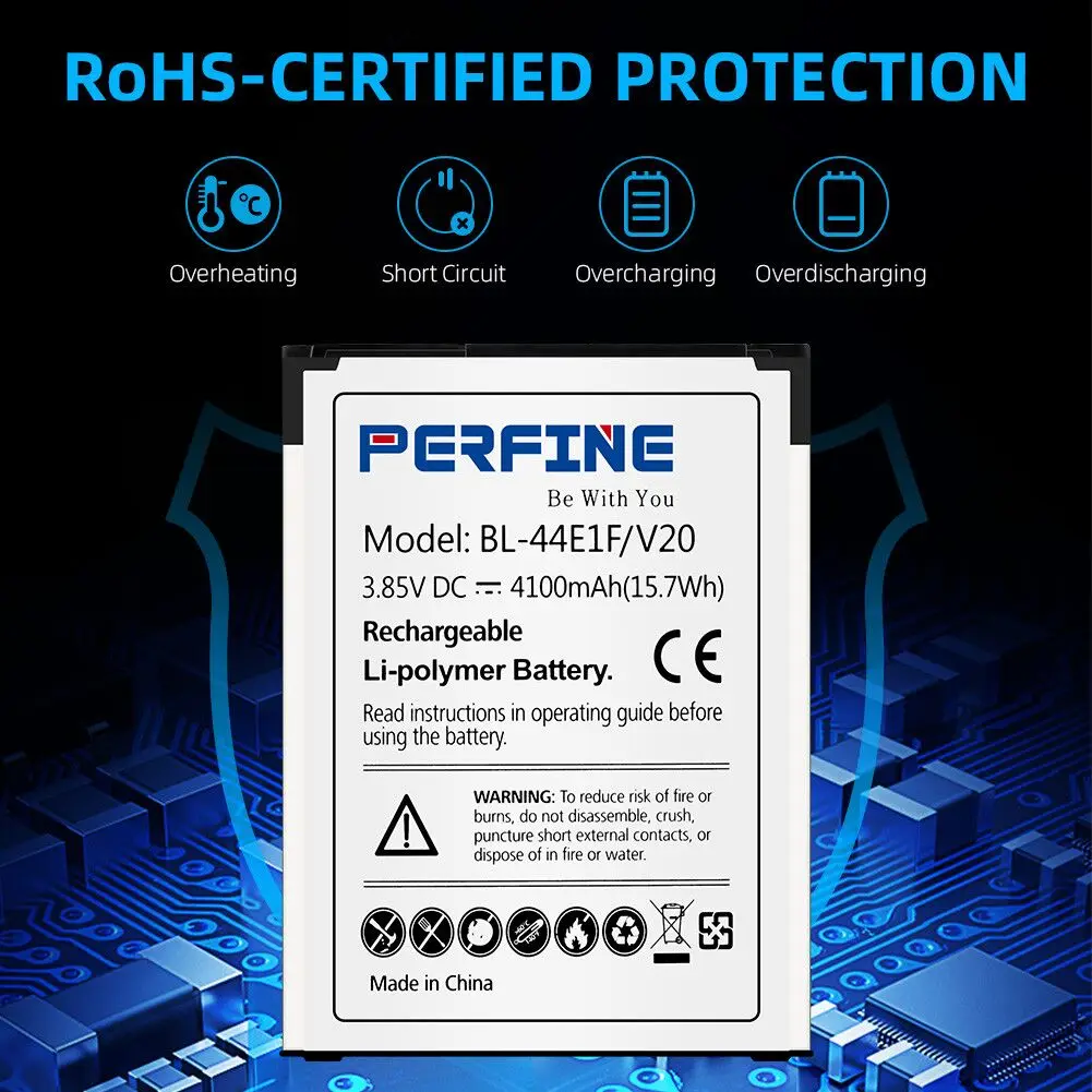 perfine 4100 mah mobile phone lg v20 battery bl44e1f big capacity replacement for h915 h910 h990 tpu case usb c c to c cable free global shipping