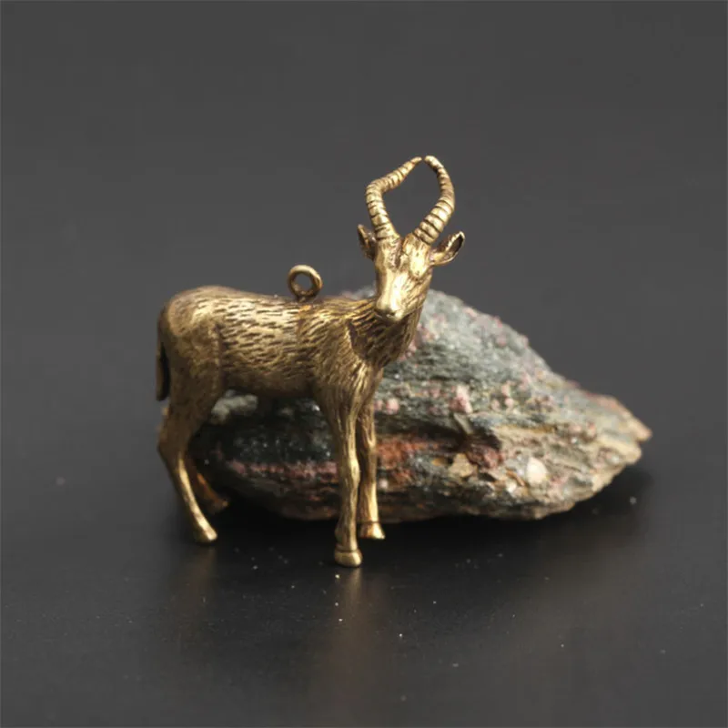 Креативная винтажная резная Тибетская антилопа из чистой латуни изысканный