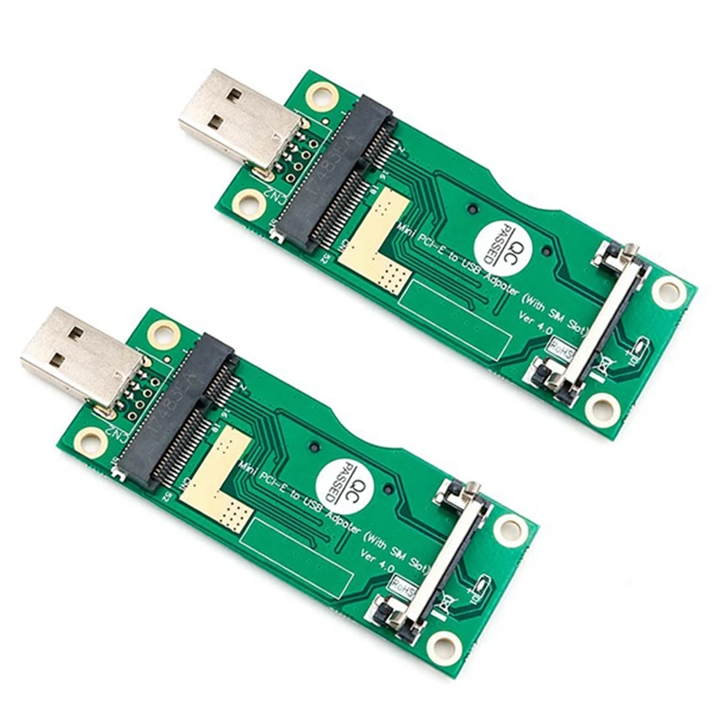 

2 Pack Mini Wireless PCI-E Card Slot to USB Adapter with SIM 8Pin for WWAN/LTE Module PCIE Riser for BTC Mining Miner