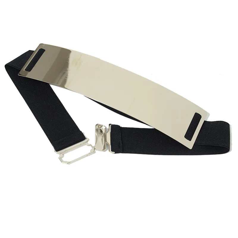 

Women Gold Sequins Belt New Elastic Metal Mirror Belts for Women Stretch Waistband Female Dress Fashion High Quality