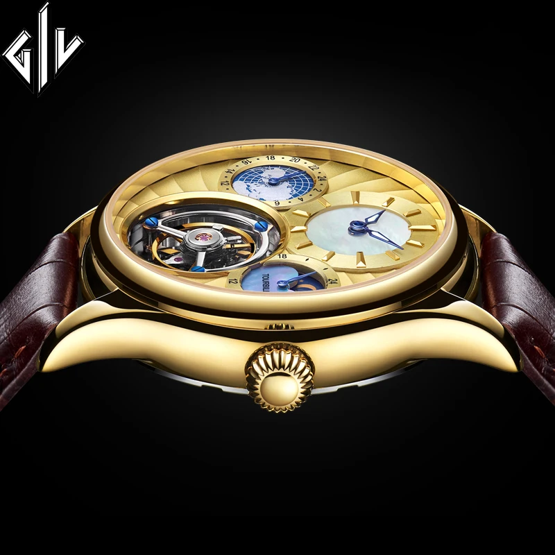 GIV НАСТОЯЩИЕ Оригинальные механические мужские часы Tourbillon роскошные брендовые