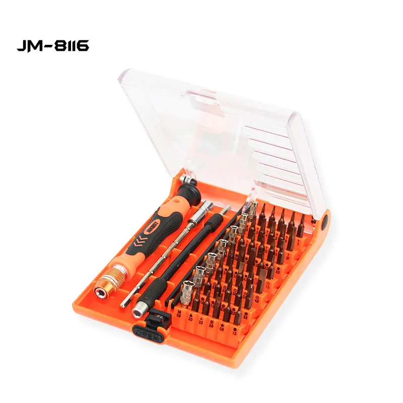 

JAKEMY JM-8116 Interchangeable Precise Manual Tool Set 45-in-1 S2 Precision Screwdriver Set for Watch Clock Electronics Repair