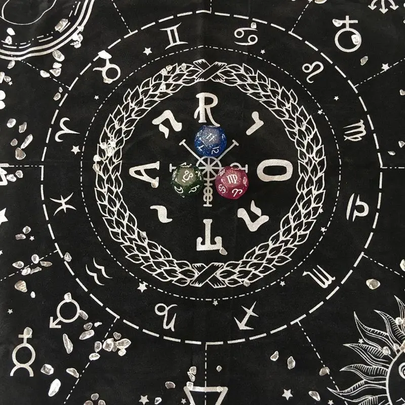 

1pc 49*49cm Tarot Tablecloth Twelve Constellations Sun Moon Tarot Flannel F2TC