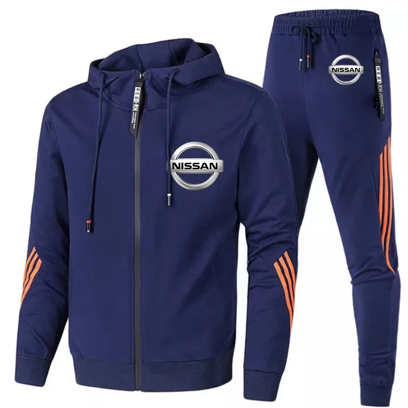 

Mens Hot 2021 Nissan Spring Hoodies Sweatpants Man's Comfortable Cotton Trousers Sport Suit Set Fitness Zipper clothes