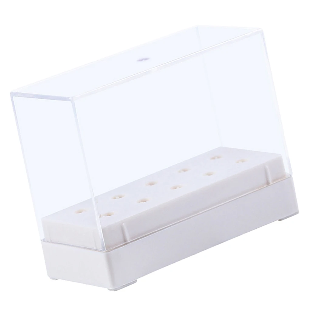 

10 Hole Plastic Dust Free Nail Drill Bit Stand Display Case Box Organizer