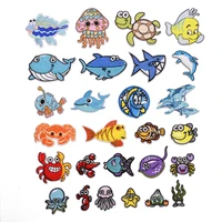 cartoon undersea world fish embroidered patches iron on stickers for clothing applique diy accessories clothes badges for kids