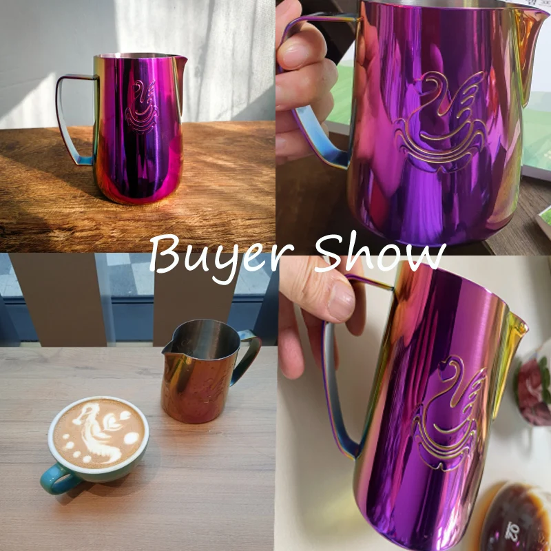 

Stainless Steel Coffee Frothing Pitcher Pink Thicken 400ML/600ML Milk Jug Cream Frother Pitcher Latte Art Cup Bar Accessory