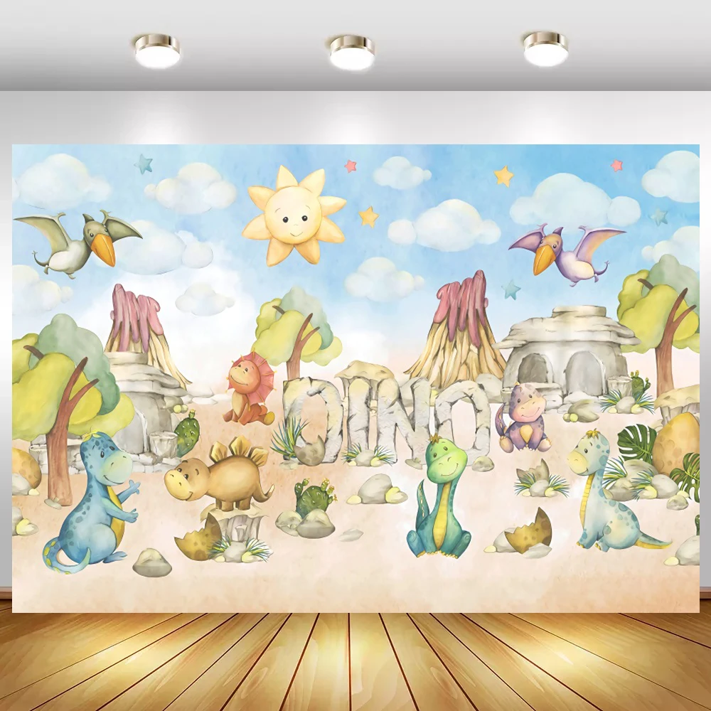 

Виниловый фон для фотосъемки новорожденных с изображением динозавра парка диких один день рождения