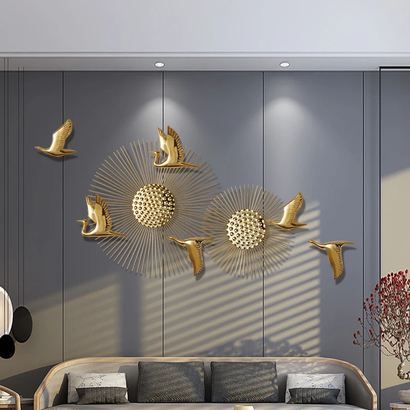 

Creative Metal Dayan Sun Flower Wall Decoration Golden Abstract Wall Hanging Crafts Sofa Background Wall Luxury Home Decoration